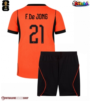 Nizozemsko Frenkie de Jong #21 Domácí dres komplet pro Děti MS 2026 Krátkým Rukávem (+ Krátké kalhoty)